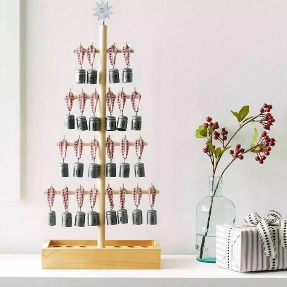 Hearth & Hand with Magnolia Wood Tree Advent Calendar Silver Bells Christmas NEW - Picture 1 of 9